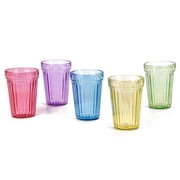 STPgoods Green Faceted Stackable Drinking Glasses Set 4 Pcs 8.45 fl oz Glass Tumbler Set Water Glasses