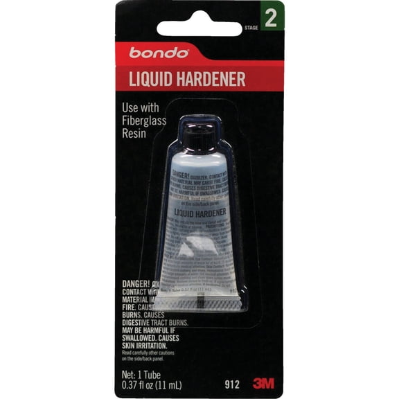 Bondo Fiberglass Resin Liquid Hardener, Designed For Interior and Exterior Use, 0.74 Fl oz, 1 tube