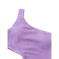 thumbnail image 5 of Seyurigaoka Women's Summer Sleeveless Monokini Beach Swimsuit, Solid Color Single Shoulder Hollow-Out Bathing Bodysuit, 5 of 8