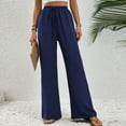 thumbnail image 2 of WREESH Womens Wide Leg Pants Spring Solid Color Elastic Waist Straight Tube Casual Pants Sky Blue, 2 of 8