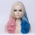 Women Cosplay Multicolor Stitching Gradient Wig Long Wig Curved Big