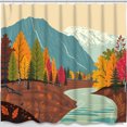 thumbnail image 1 of Colorful Autumn River Shower Curtain - Scenic Nature Design for Bathroom, 1 of 5