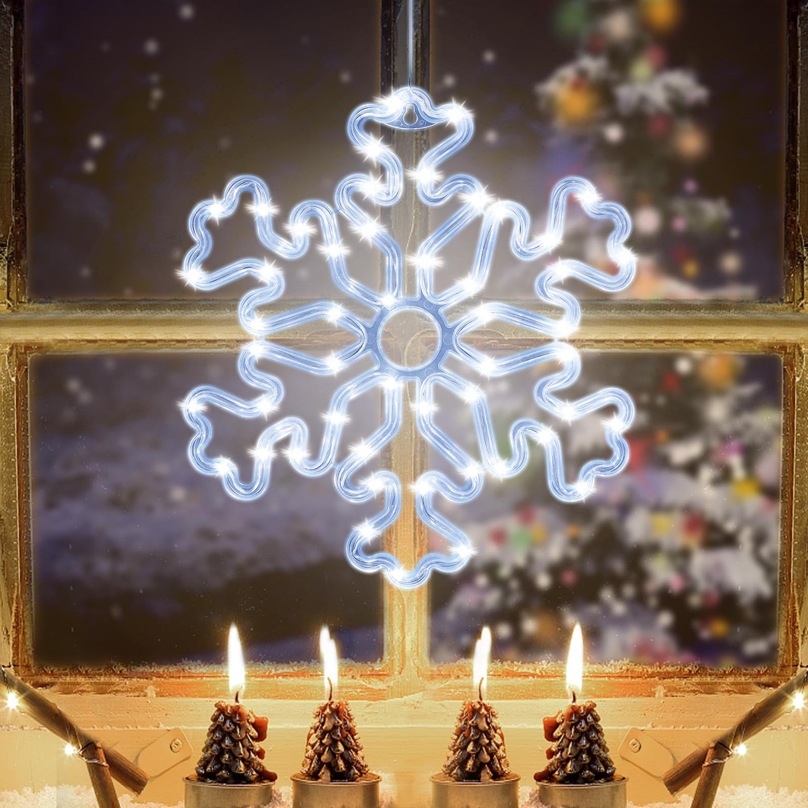 Rosnek Christmas Window Silhouette Lights, Battery Operated Window