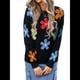 thumbnail image 3 of Suéteres Bonitos para Mujer, Jersey Floral de Larga, Prendas de Punto para Exteriores, Tops Y2K, Conjuntos Holgados para Invierno y Otoño 2025 Negro S, 3 of 9