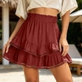 thumbnail image 2 of DHFJKG Womens Tiered Skirts High Rise Elastic Waist Ruffle Layered Mini Skirts Summer A Line Stylish Skirt, 2 of 4