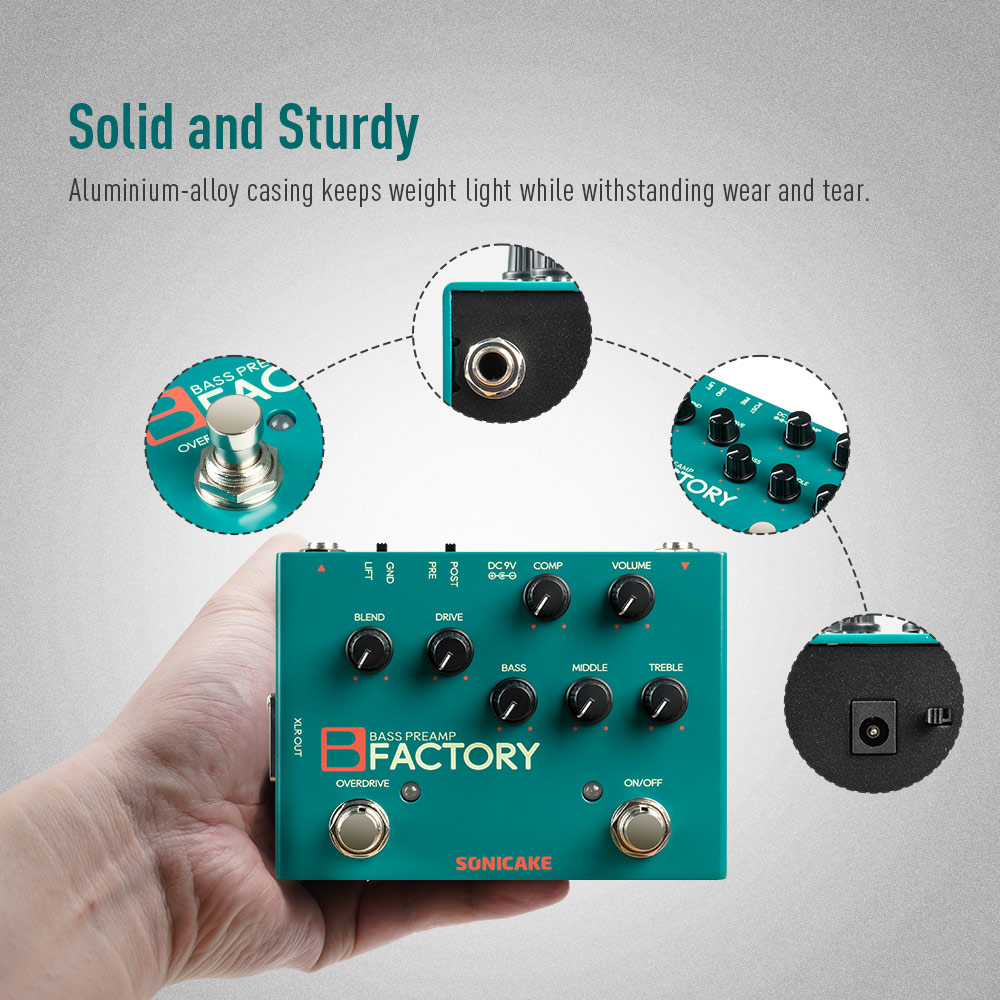 SONICAKE B Factory Analog Bass Preamp Comp Overdrive 3-band EQ PRE/POST Pedals