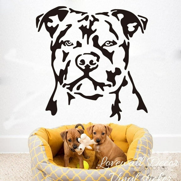 Staffordshire Bull Terrier Dog Wall Sticker Baby Nursery Kids Room Sofa Cartoon Dog Animal Wall Decal Bedroom Living Room Vinyl 40cmx40cm