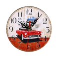 thumbnail image 1 of Reloj de pared redondo de madera retro, 12 cm, 4,7", diseño antiguo vintage, relojes de pared silenciosos que no hacen tictac para la decoración del hogar, la oficina, el bar y el club, 1 of 5