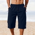 thumbnail image 2 of Eltusu Men's Workout Shorts, Below the knee Zipper Pockets Elastic Waist Drawstring Hiking Shorts Navy Size L, 2 of 8