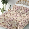 thumbnail image 3 of Ambesonne Birds and Nature Fitted & Flat Sheet with Shams 4 Pcs Set, Art Chill Branches, King, Dried Rose Pale Peach, 3 of 5