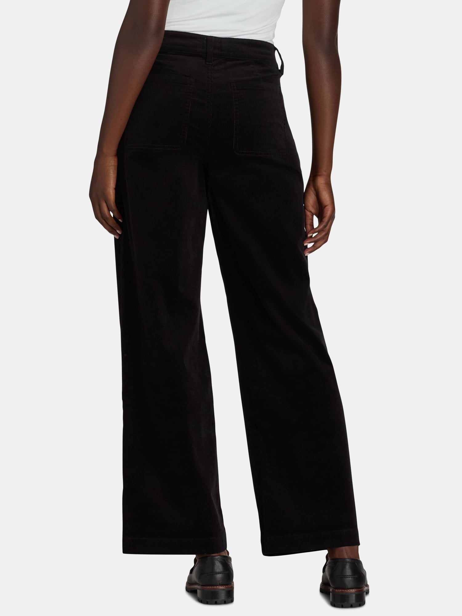 Time and Tru Women’s High Rise Corduroy Wide Leg Pants, Available in 28" and 30" Inseams, Sizes 2-22