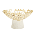 thumbnail image 3 of Classic Touch Web Design Bowl on Marble Base, 9.5 X 5.5 - White and Gold-Tone, 3 of 3