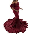 thumbnail image 4 of TANYSU Women Pregnants Maternity Photography Props Short Sleeve Solid Color Dress For Mother-to-be, 4 of 9