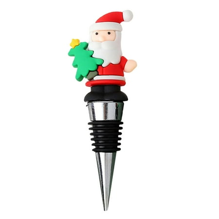 

huoge Christmas Wine Stoppers | Christmas Santa Claus Snowman Sealing Wine Cork | Christmas Kitchen Decoration Wine Beverage Bottle Plug Top Gift