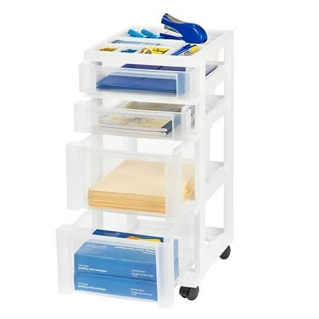 Iris 4 Drawer Storage Cart With Organizer Top White Com