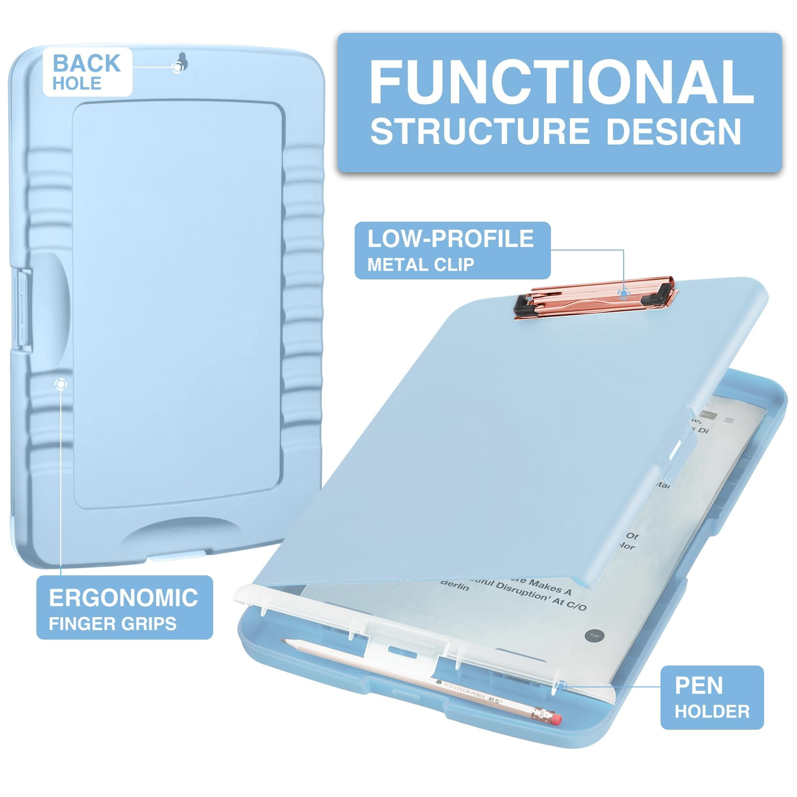 Clipboards With Storage  High Capacity Clip Boards 8.5x11 Pen Holder Heavy Duty Plastic Paper Organization Folder Cases Letter / A4 Size For Nurse Teachers School & Office Supplies