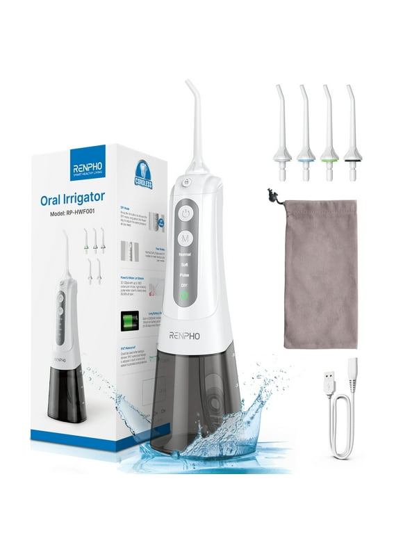 RENPHO Portable Rechargeable Water Flosser Oral Irrigator, White