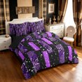 thumbnail image 2 of Manfei Fashion Leopard Print Twin Bedding, Tribal Animal Print Bedding Comforter Set, Black Purple, Black Reversible, 7 Pieces, 2 of 6