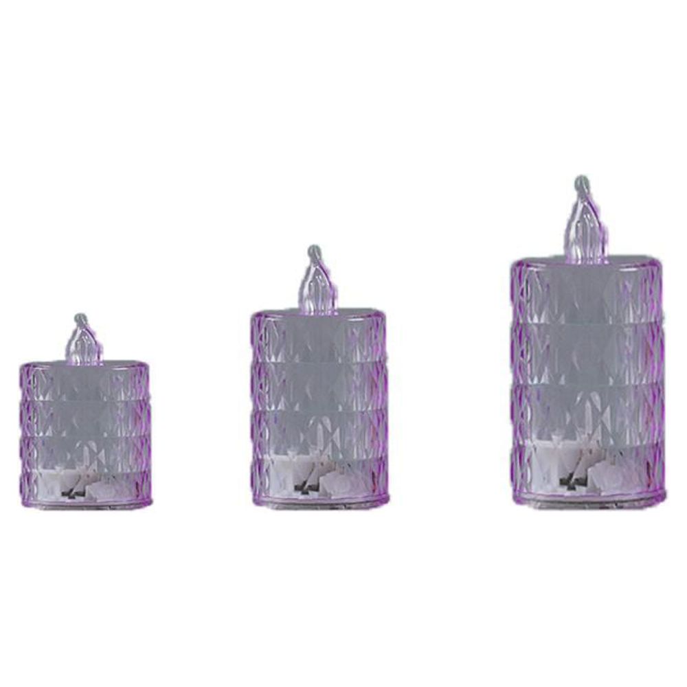 3 Pcs Party New Pillar Candles Battery Powered Colorful Flickering Valentine's Day Night Light