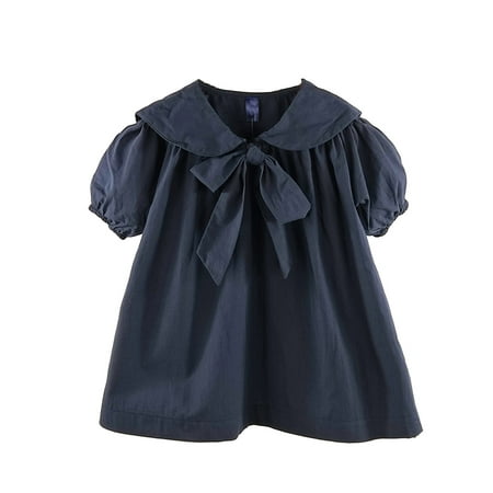 

Summer Dresses For Girls Summer Short Sleeved Lapel Bow Tie Bubble Sleeve Skirt 6M To 6Y Cute Design Spring Clothing Children S Clothing Formal Dress