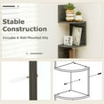 thumbnail image 2 of Resenkos 5-Tier Corner Shelf - Wall-Mounted Floating Bookshelf, Storage Organizer, French Oak, 2 of 8