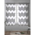 thumbnail image 4 of Grey Ripple Curtains 63 Inch Length, Sheer Curtains for Bedroom Living Room Window Simple Gray White Waves Aesthetics Rod Pocket Voile Drapes Kitchen Curtains Small Half Window 42"x63" 2 Panels, 4 of 6