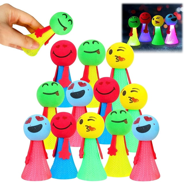 12 juguetes luminosos que rebotan, piñatas de elfo saltarinas para decoración de fiestas de cumpleaños, recuerdos de fiesta para niños pequeños, invitaciones para niños y niñas.