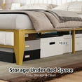 thumbnail image 4 of FOLDLIFE King Bed Frame with Charging Station, LED Bed Frame with Storage Headboard, Upholstered Platform Bed Frame, No Box Spring Needed, Easy Assembly, White＆Gold, 4 of 10