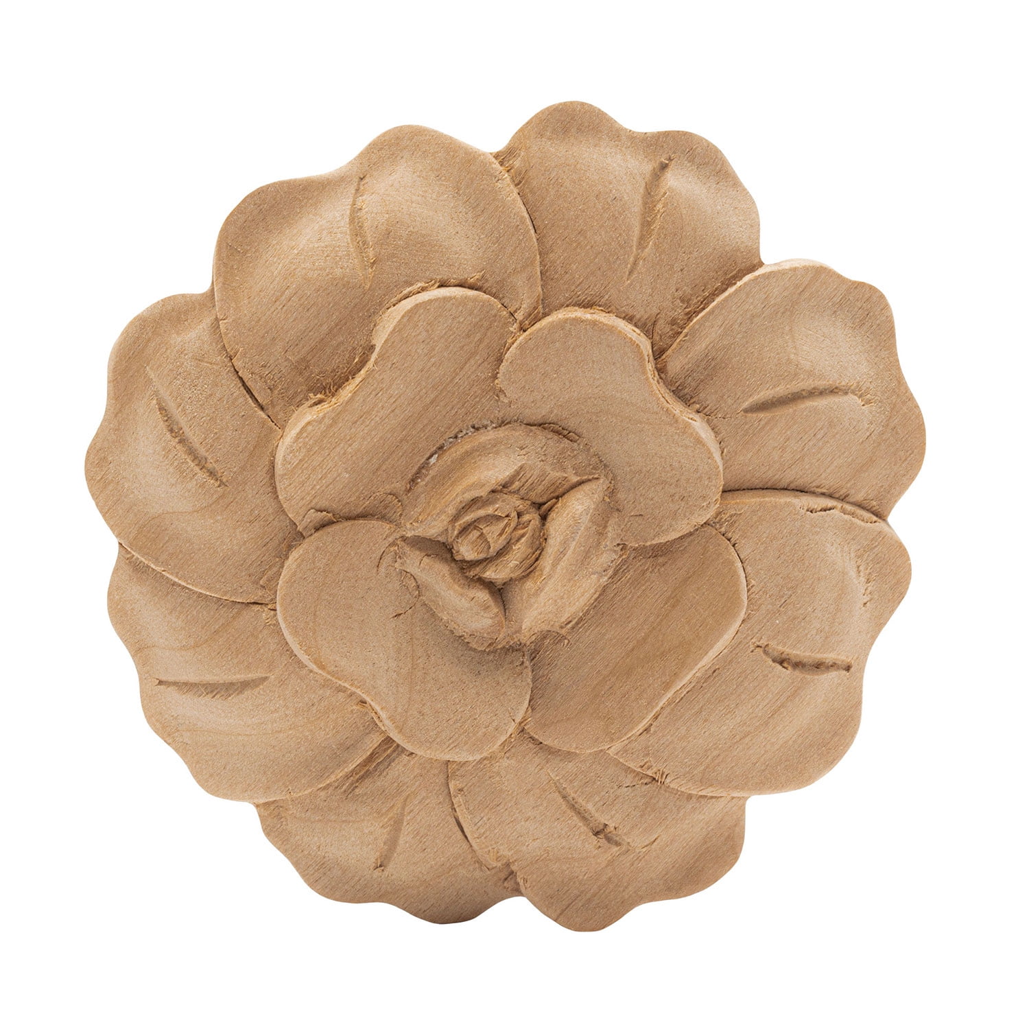 2-7/8 in. x 1/2 in. Unfinished Small Hand Carved North American Solid Alder Wood Onlay Rose Wood Applique