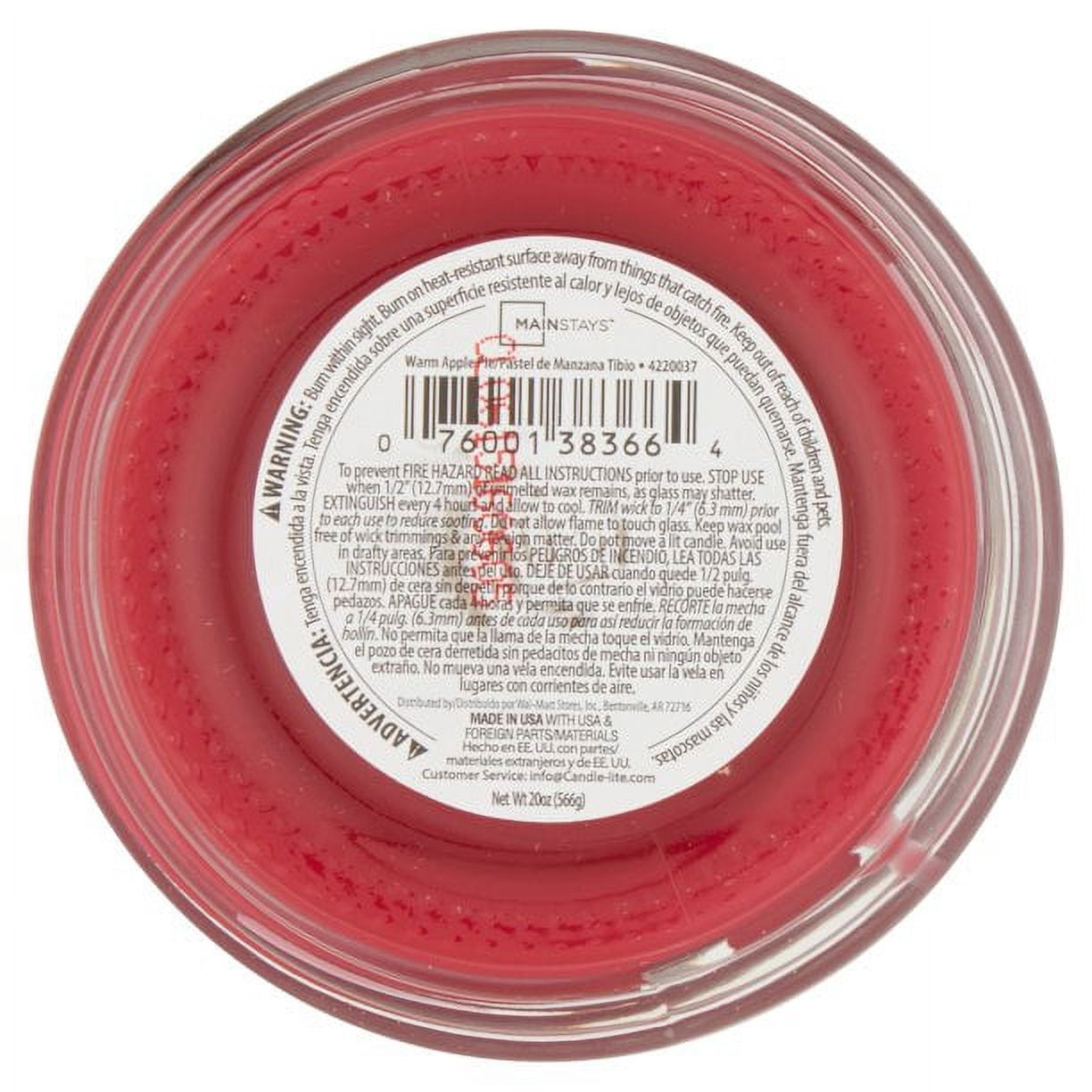Mainstays Warm Apple Pie Scented Single-Wick Large Glass Jar Candle, 20 oz, 2-Pack
