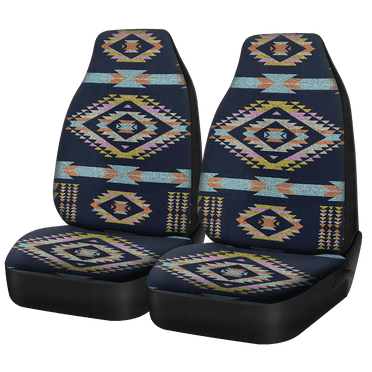 Auto Drive 2Piece Aztec Car Seat Cover Polyester Colorful - Universal Fit, 23SC59