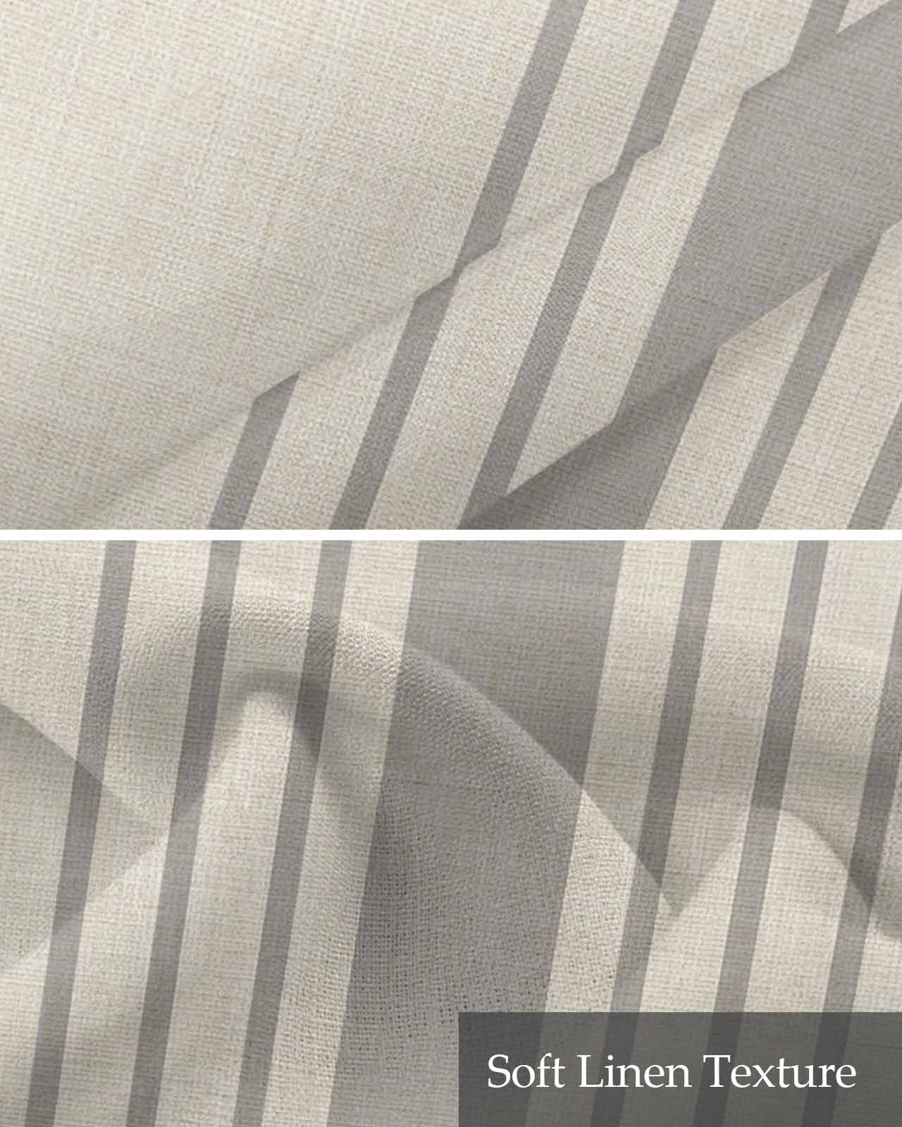 Grey Striped Kitchen Valances for Windows Farmhouse Linen Window Valance Curtain for Living Room Window Treatment Beige Geometric Modern Minimalist Valance Rod Pocket Topper Drape, 42 x 18 Inch