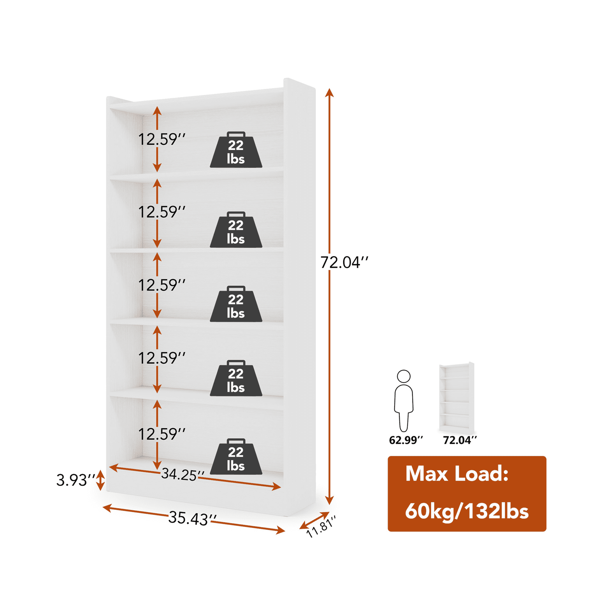 MAYEERTY Modern Open Bookshelf Ideal for Living Room Bedroom Library Classroom