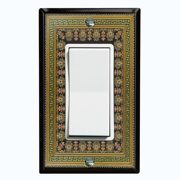 Metal Light Switch Plate Cover Elegant Victorian Black Green Frame FRA056