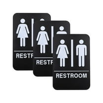 Excello Global Products Indoor/Outdoor Restroom Wall Sign with Braille Text 6" x 9" Black/White