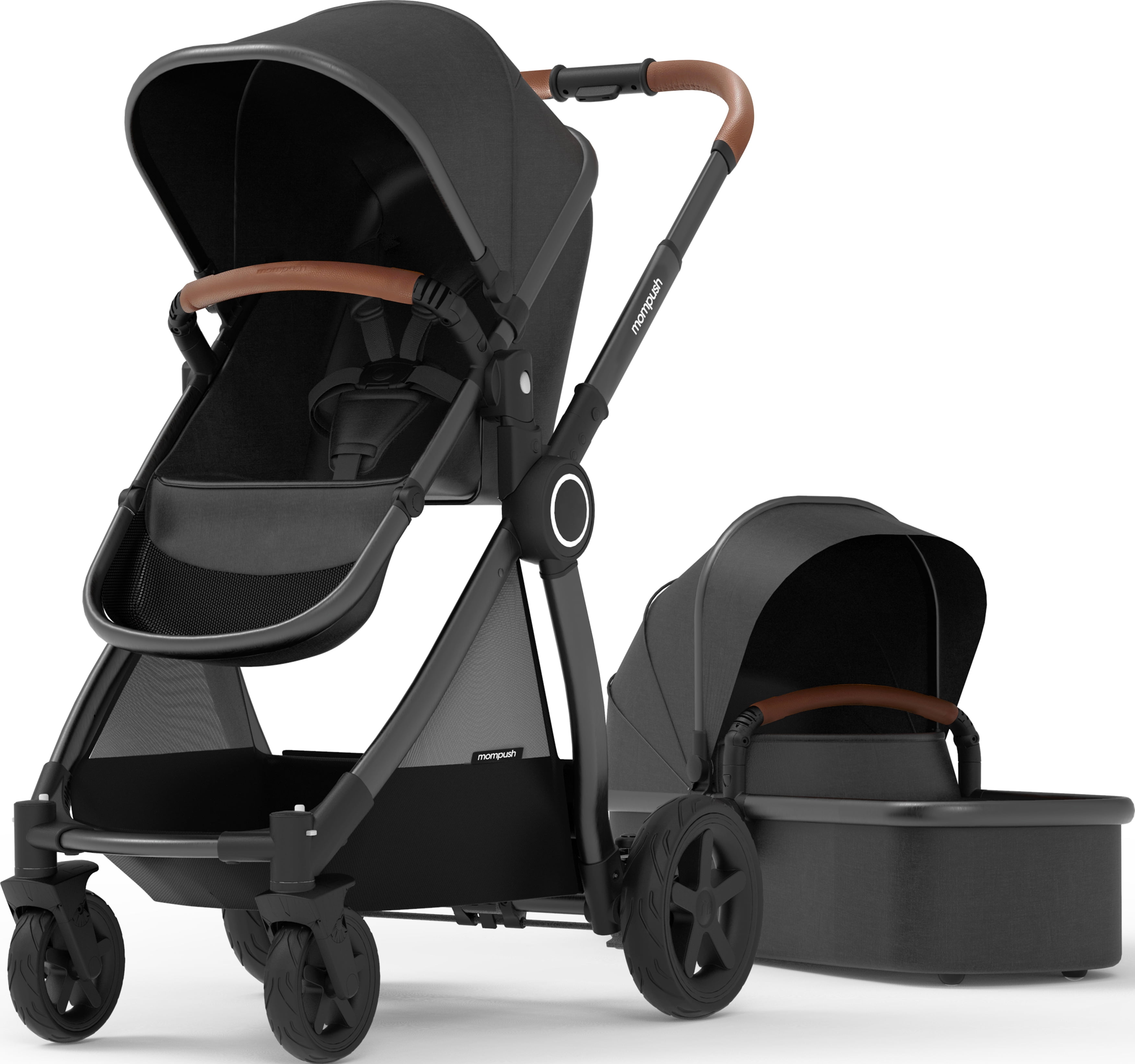 Mompush Ultimate2 Premium Baby Stroller with Bassinet, Black