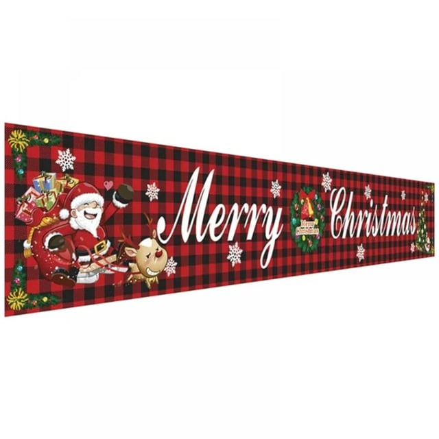 Joyeux Noël Bannière Décorations de Jardin Extérieures Grandes Panneaux Suspendus Rouges pour Noël Décoration de Maison Extérieure Ou Intérieure Fête à la Maison (1 Pce)