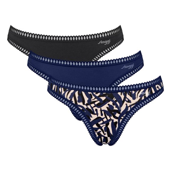 Sloggi Tangas para mujer, pack de 3 - GO Crush String C3P, pantalón, algodón elástico Azul XL (X-Large)