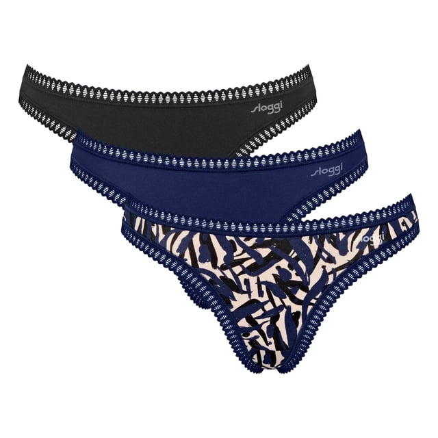 Sloggi Tangas para mujer, pack de 3 - GO Crush String C3P, pantalón, algodón elástico Azul XL (X-Large)