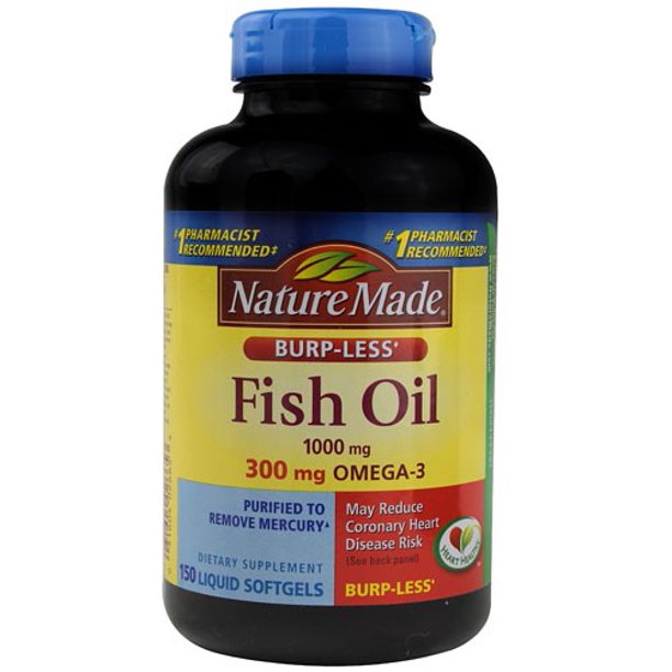 Nature Made BurpLess Fish Oil 1000 mg Softgels, 150 Count