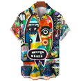thumbnail image 5 of Camisa con estampado 3D de cara abstracta para hombre, camisa hawaiana de manga corta con gráficos de pintura artística de verano, blusa con solapa, ropa de calle, 5 of 5