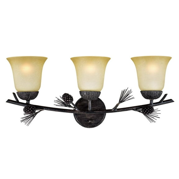 Homestock Mediterranean Mastery 3 Light Bronze Rustic Pinecone Bathroom Vanity Fixture