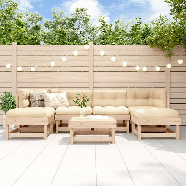 vidaXL 7 Piece Garden Lounge Set with Cushions Solid Wood