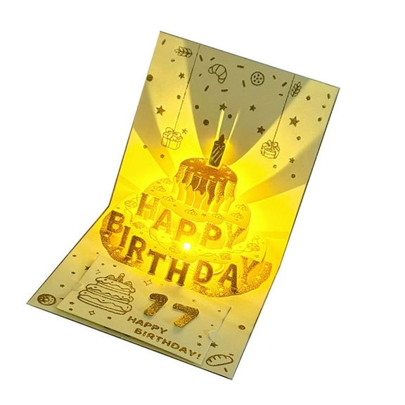 3D Birthday Greeting Card With LED Light Musical Birthday Card For Kid 3D Musical Birthday Card Light and Sound Birthday Card for Women Men Kid