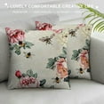 thumbnail image 3 of Chilfamy Throw Pillow Cover for Bed Car Living Room Watercolor Flower Botanical Carnation Burgundy Seamless Repeat Patten Vintage Leaves Bees Textures Soft Decorative Cushion Cover Case Multi-Size, 3 of 5