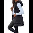 thumbnail image 3 of Chaleco para Mujer, Color Liso, Sin Mangas, con Capucha, para Invierno, Abrigo Acolchado. Negro 4XL, 3 of 7