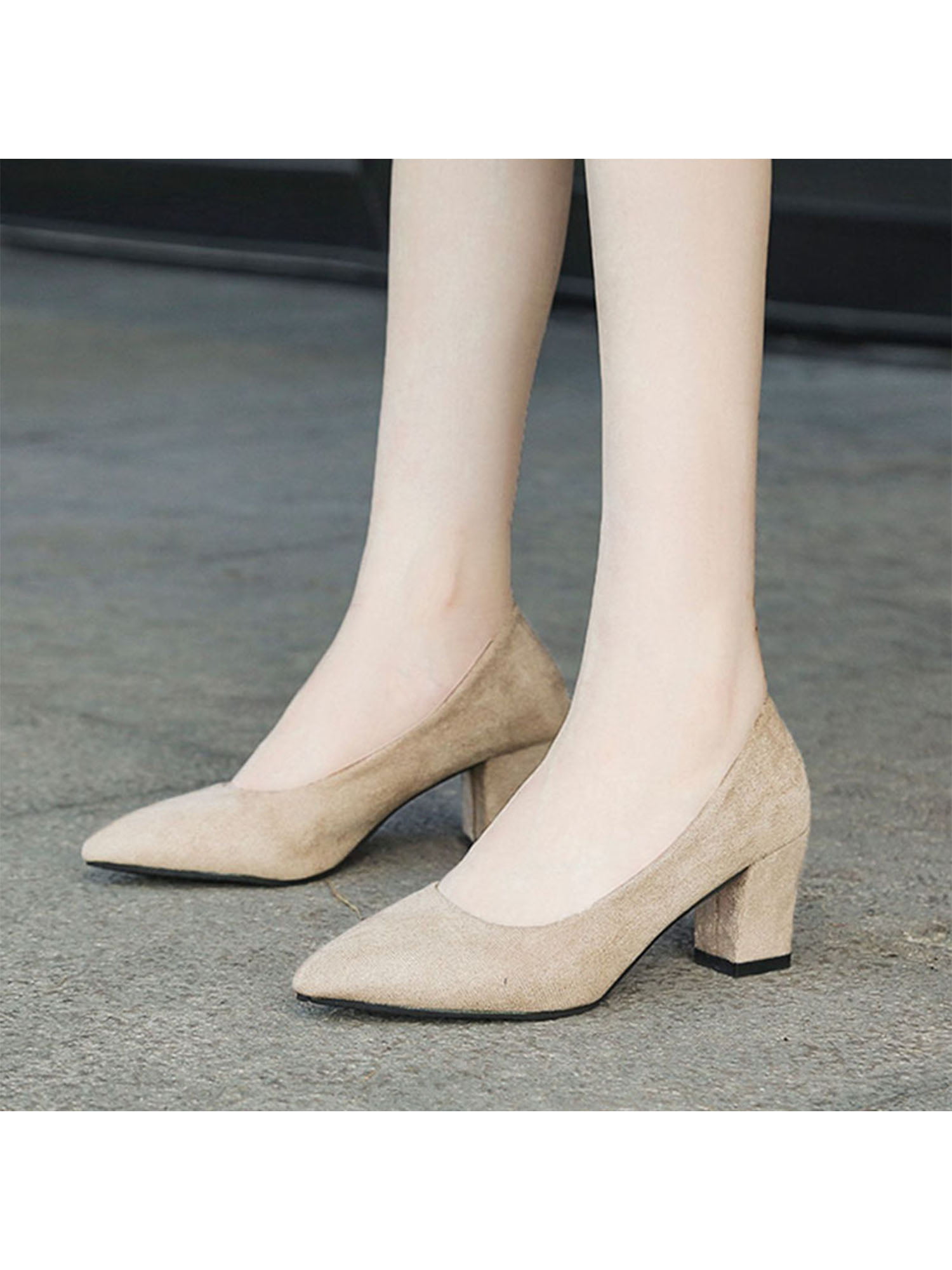 Details about   Women's Pointy Shoes Toe Faux Suede High Heel Stiletto Party OL Shoes Slip On