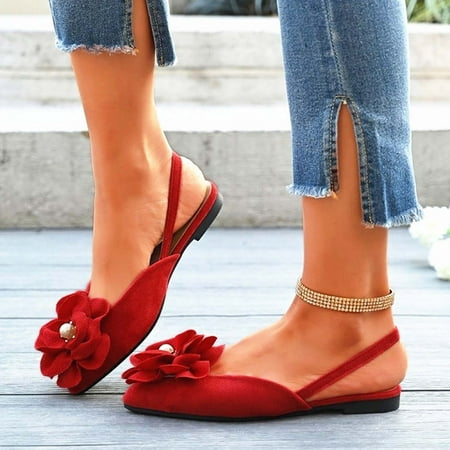 Miluxas Women s Bow formal Flats Clearance Pointed Closed Toe Comfortable Slip-On Non-Slip Ballet Dress Shoes for Prom Evening Dating Red 6(37)