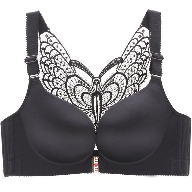 Sujetador de talla grande con hebilla delantera para chicas gorditas, copa grande, sin costuras, push up, ajustable, mariposa, espalda hermosa, ropa interior sexy suave
