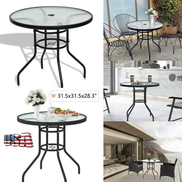 Round Glass Patio Table Umbrella Hole